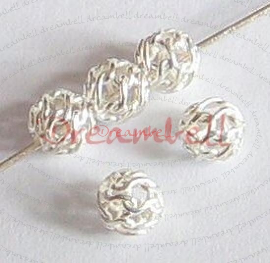20x Sterling silver Round Wire Open MESH Net Ball 4mm