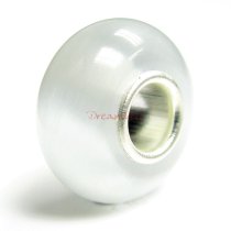 Sterling Silver ROUND white CAT EYE Bead for European Charm Bracelets