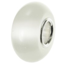 Sterling Silver ROUND white CAT EYE Bead for European Charm Bracelets