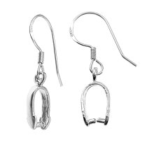 2x Rhodium Sterling Silver Earring Earwire Hook Pinch Bail Clasp