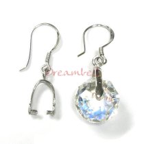 2x Rhodium Sterling Silver Earring Earwire Hook Pinch Bail Clasp