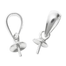4x Sterling silver Bail Pin with 4mm cup pearl pendant Connector