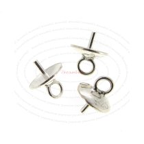 10x Sterling Silver eye pins w/ 6mm cup pearl pendant connector Bail