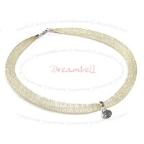 Sterling Silver GOLD Mesh Ribbon Choker Necklace 14.5″- 16.5″ for European Beads
