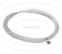 Sterling Silver Mesh Ribbon Choker Necklace for European Bead 14.5″- 16.5″