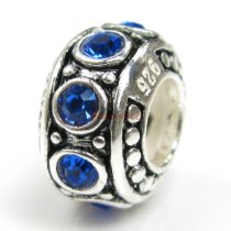 Sterling Silver Sapphire CZ Bead for European Charm Bracelet 11mm Birthstone September