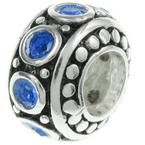 Sterling Silver Sapphire CZ Bead for European Charm Bracelet 11mm Birthstone September