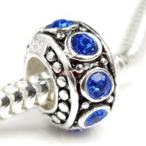 Sterling Silver Sapphire CZ Bead for European Charm Bracelet 11mm Birthstone September
