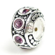 Sterling Silver Amethyst CZ Bead for European Charm Bracelet 11mm Birthstone February