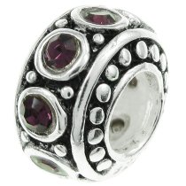 Sterling Silver Amethyst CZ Bead for European Charm Bracelet 11mm Birthstone February