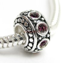 Sterling Silver Amethyst CZ Bead for European Charm Bracelet 11mm Birthstone February