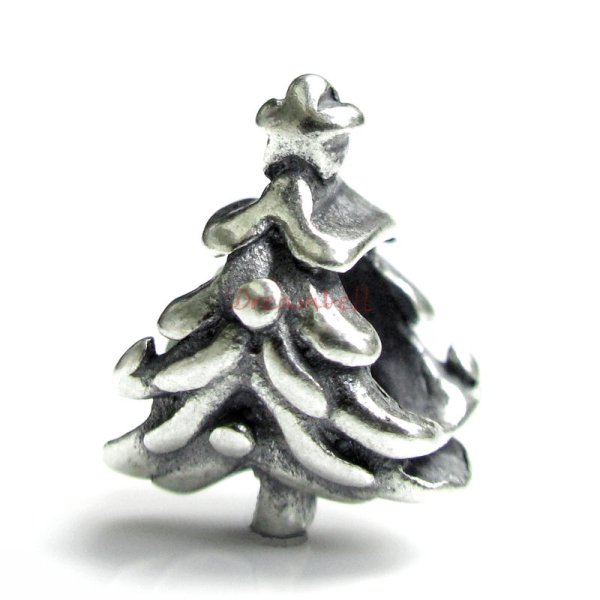 Sterling Silver Christmas Tree Bead for European Charm Bracelets
