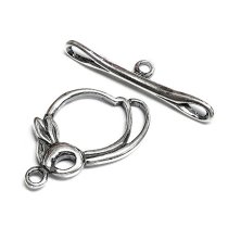 1X STERLING Silver Tree Branch Leaves Toggle Clasp BEAD 25mm
