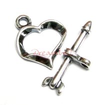 1X STERLING Silver Love Heart Arrow Toggle Clasp BEAD 15.8mm