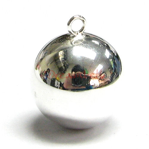 1x Sterling silver Plain Round Ball dangle Pendant Charm 14mm