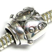 1x Sterling Silver Lady Bug Tube Bead for European Charm Bracelets