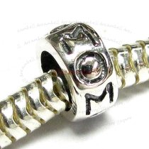 1x Sterling Silver MOM Mother Spacer Bead for European Charm Bracelets