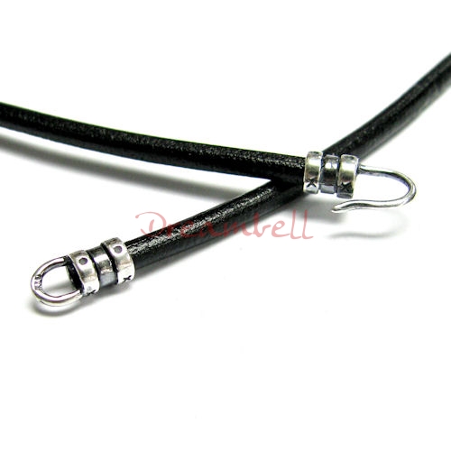 1x Sterling SILVER CRIMP BEAD 3MM CORD END HOOK & EYE