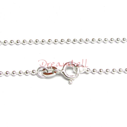 1x Sterling Silver Round Ball Chain choker necklace w/ spring ring 16"