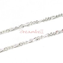 12″ Sterling silver Oval Twist Ring link Figaro 3+1 Chain Bead