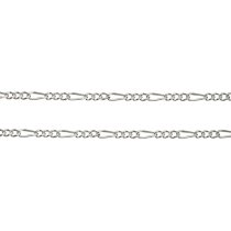 12" Sterling silver Oval Twist Ring link Figaro 3+1 Chain Bead