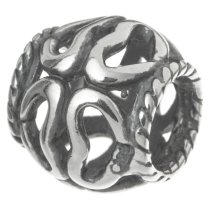 1x Sterling Silver Heart Flower Bead for European Charm Bracelets