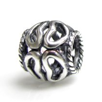 1x Sterling Silver Heart Flower Bead for European Charm Bracelets