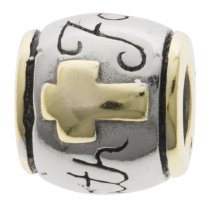 1x 14K Gold Plated Sterling Silver Faith Cross Bead for European Charm Bracelets