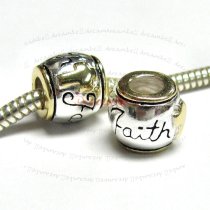 1x 14K Gold Plated Sterling Silver Faith Cross Bead for European Charm Bracelets