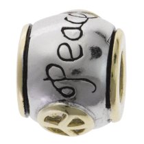 1x 14K Gold Plated over Sterling Silver Peace Bead for European Charm Bracelets