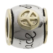 1x 14K Gold Plated over Sterling Silver Peace Bead for European Charm Bracelets