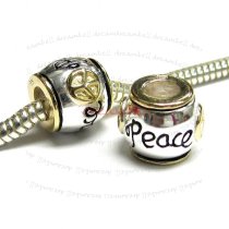 1x 14K Gold Plated over Sterling Silver Peace Bead for European Charm Bracelets