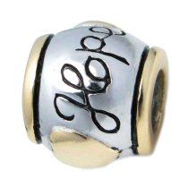 1x 14K Gold Plated over Sterling Silver Hope Heart Bead for European Charm Bracelets