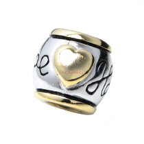1x 14K Gold Plated over Sterling Silver Hope Heart Bead for European Charm Bracelets
