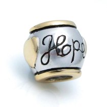 1x 14K Gold Plated over Sterling Silver Hope Heart Bead for European Charm Bracelets