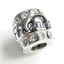 1x Sterling Silver Friend CZ Bead for European Charm Bracelets