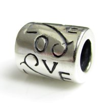 1x Sterling Silver Love Flower Tube Bead for European Charm Bracelets