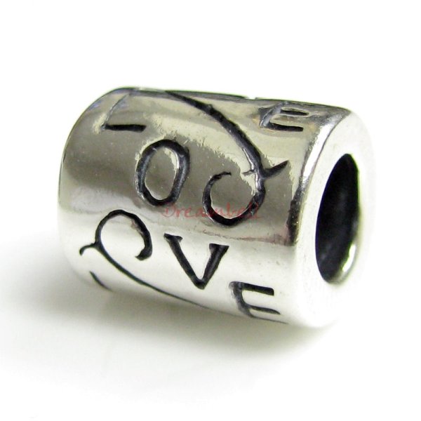 1x Sterling Silver Love Flower Tube Bead for European Charm Bracelets