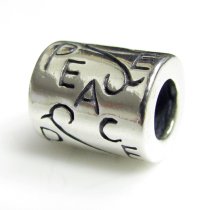 1x Sterling Silver Peace Flower Tube Bead for European Charm Bracelets