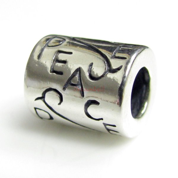 1x Sterling Silver Peace Flower Tube Bead for European Charm Bracelets