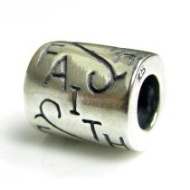 1x Sterling Silver Faith Flower Tube Bead for European Charm Bracelets