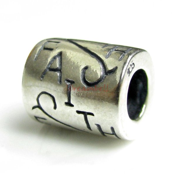1x Sterling Silver Faith Flower Tube Bead for European Charm Bracelets
