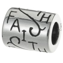 1x Sterling Silver Faith Flower Tube Bead for European Charm Bracelets