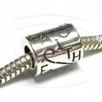 1x Sterling Silver Faith Flower Tube Bead for European Charm Bracelets
