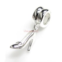1x Sterling Silver High Heel Shoe Dangle Bead for European Charm Bracelets