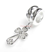1x Sterling Silver Little Filigree Cross Dangle Bead for European Charm Bracelets