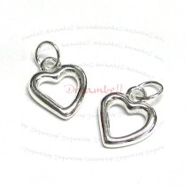 2x Sterling silver Little Heart dangle Pendant Charm 13mm