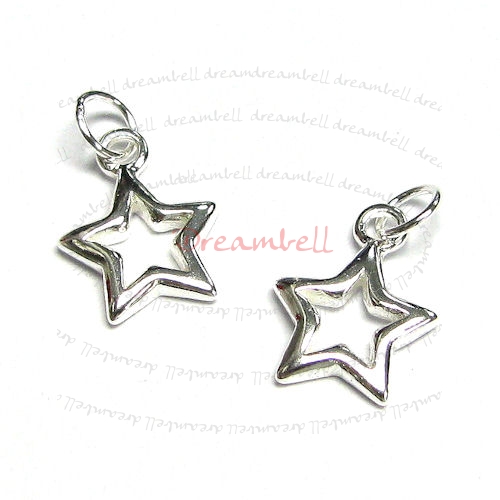 2x Sterling silver Twinkle Star dangle Pendant Charm 13mm