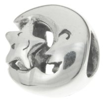 Sterling silver Moon Star Bead for European Charm Bracelets