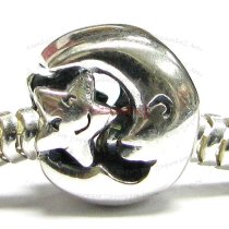 Sterling silver Moon Star Bead for European Charm Bracelets